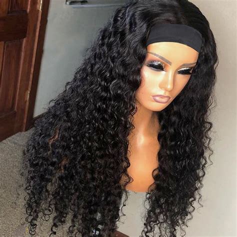 Sterly Deep Wave Headband Wig Remy Brazilian Deep Curly Human Hair Wigs For Black Woman Machine