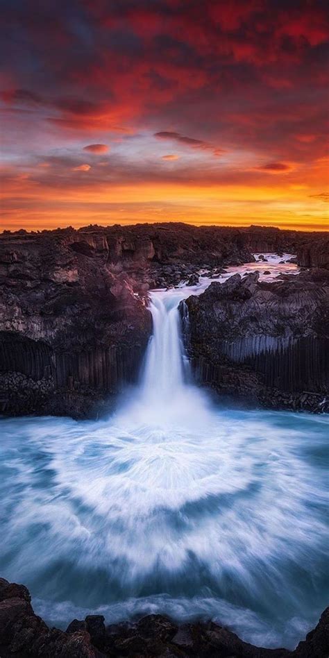 Waterfall In The Sunset View Wallpaper Graphic Wallpaper Sunset