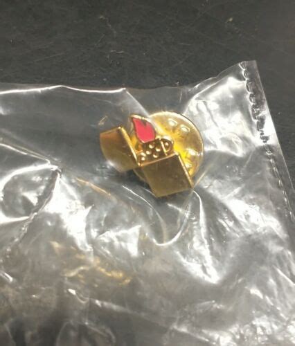 Vintage Zippo Lighter Lapel Hat Pin Tie Tack Gold Tone Red Flame Small