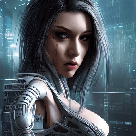 Cyberpunk Woman Robot Portrait Creative Fabrica