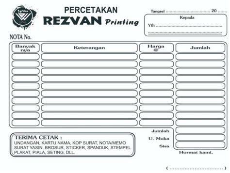 10 Contoh Nota Percetakan Yang Bisa Anda Tiru Massiswocom