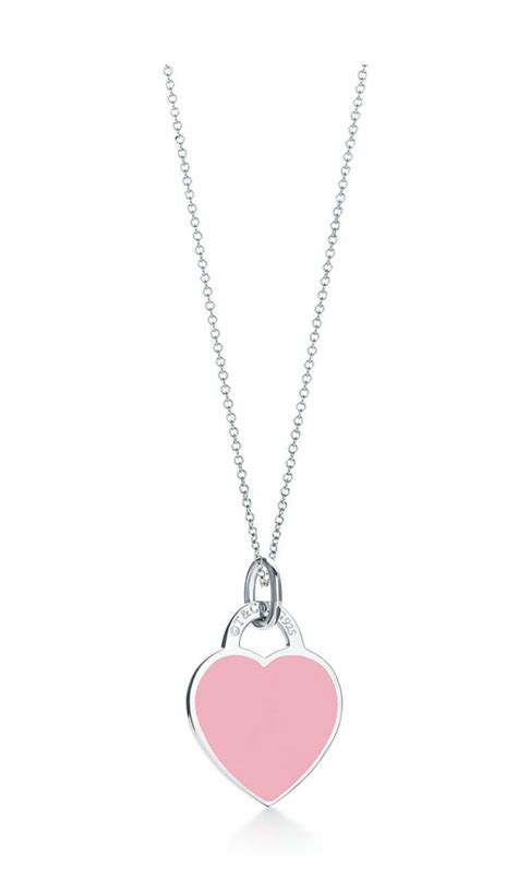 Tiffany And Co Small Heart Pendant Pink Enamel 925 Silver Necklace 16