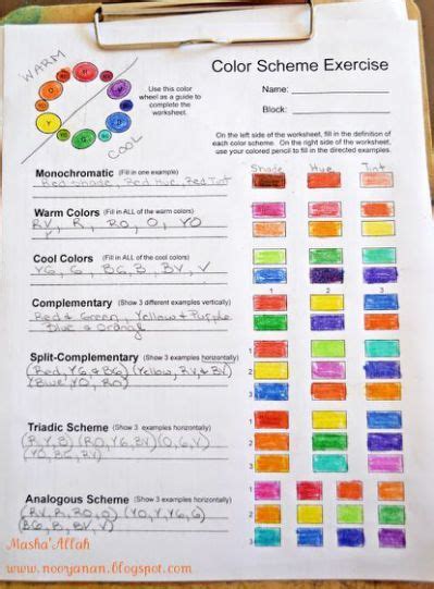 Color Scheme Worksheet My Classroom Elements Of Art