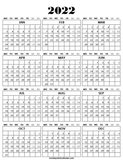 Blank Calendar 2022 Background