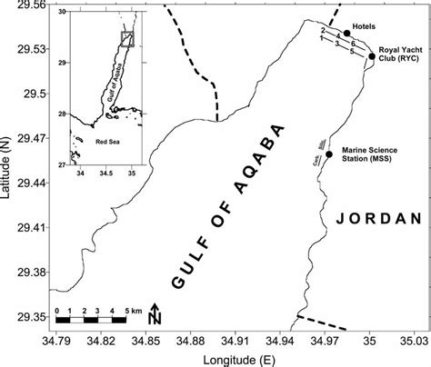 Location Map Of The Northern Tip Of The Gulf Of Aqaba Showing The