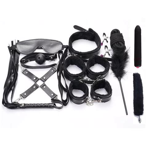 Bdsm Bondage Set Sex Product Erotic Toys For Adults Games Plush Leather Handcuffs Nipple Clamps