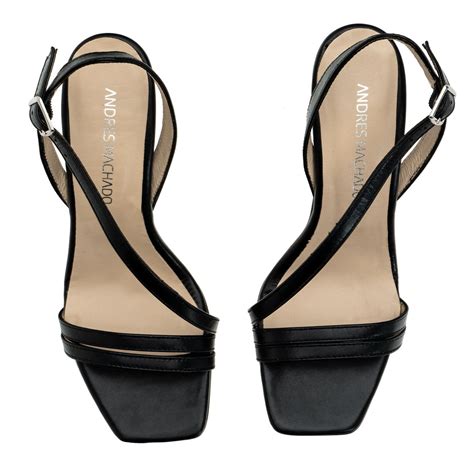 crossover heeled sandals in black leather andrés machado