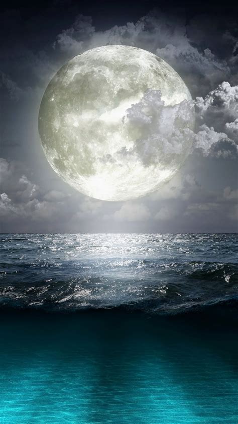 Super Moon Blue Ocean Moon Photography Good Night Moon Beautiful Moon