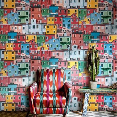 Beibehang Wallpaper Personality European Italian Town Color House