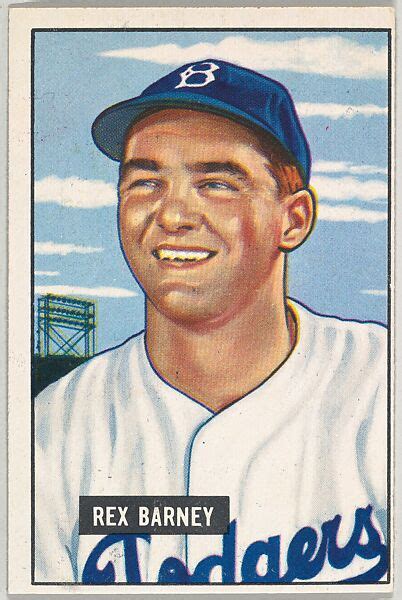 Issued By Bowman Gum Company Rex Barney Pitcher Brooklyn Dodgers