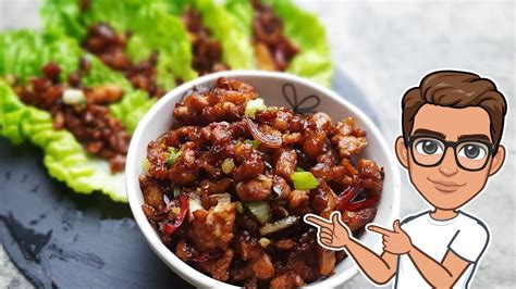 Minced Chicken With Lettuce Wrap Chinese Style Minced Chicken Recipe Youtube