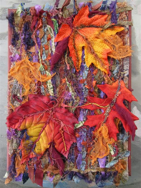 Autumn Leaves Fiber Art Fall Wall Art Fabric Art Home Etsy Leaf Art