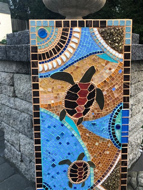 Mosaic Turtles Wall Panel 36x12 Sea Turtles Mosaic Decor Etsy