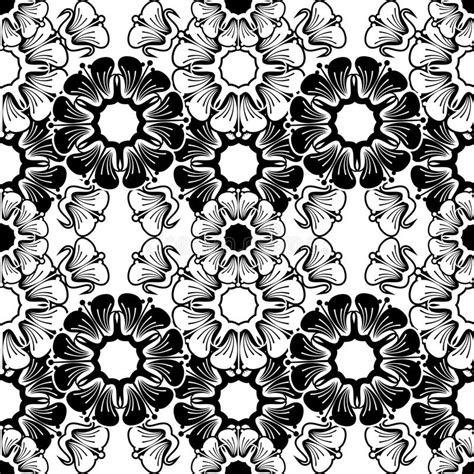 Black And White Beautiful Seamless Floral Pattern Abstract Flowers