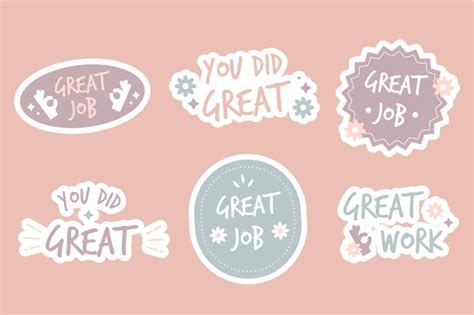 Free Vector Flat Design Good Job And Great Job Sticker Collection