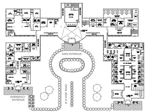 Multispecialty Hospital Layout Plan Autocad Drawing Dwg File Cadbull