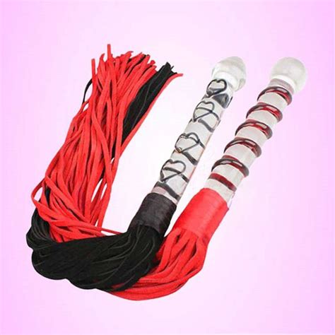 Glass Anal Dildos Butt Plug Black Red Leather Whip Adult Games Flirt