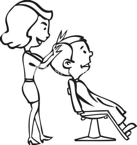 Illustration Of A Hairdresser Cutting Hair Of A Man Royalty Free Stock