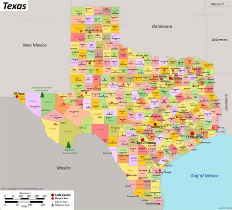 Central Texas County Map With Cities