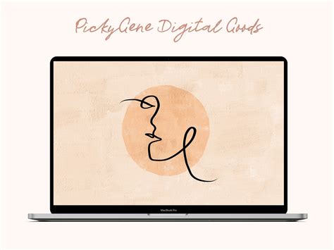 Woman Face One Line Art Desktop Wallpaper Laptop Wallpaper Etsy