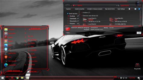Hud Theme Red High Tech Theme For Windows 10 Glass Effect Update