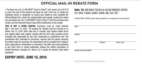 One Time Offer Mail In Rebate