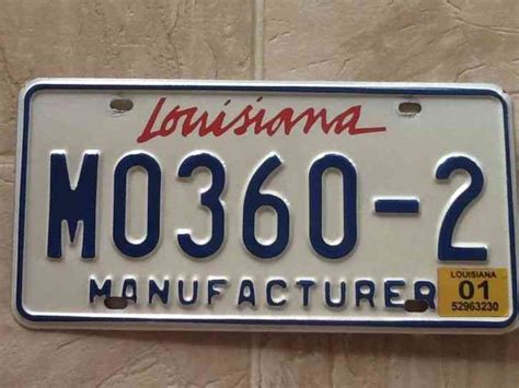 Louisiana Manufacturers License Plate Mfg Rare And
