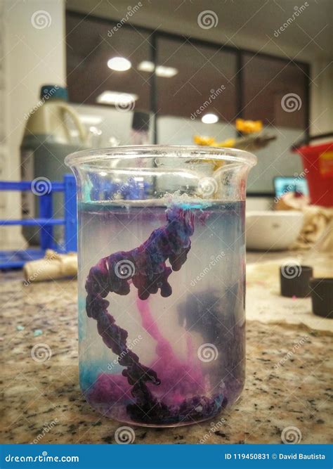 Colorful Chemical Reaction With Laboratory Background Stock Image