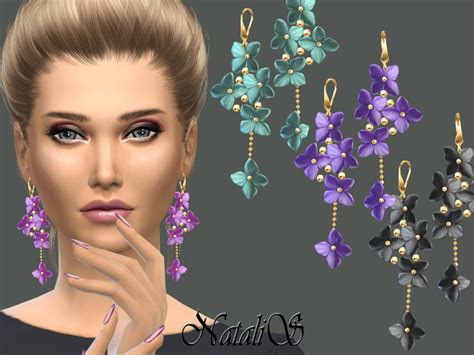 Flower Shape Gentle Drop Earrings By Natalis At Tsr Sims 4 Updates