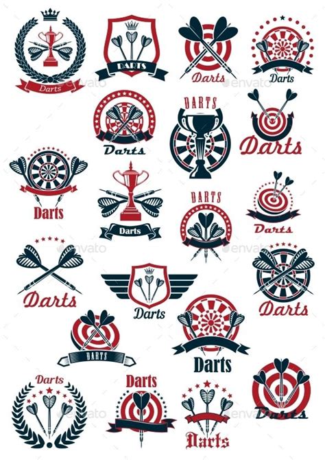 Dartboards With Darts Symbols For Sporting Design