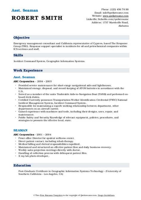 Working in the curriculum vitae for able seaman essay writing business we understand how challenging it curriculum vitae for able seaman may be for students to write high quality essays. Seaman Resume Samples | QwikResume