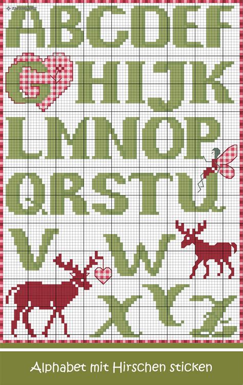 Kreuzstich motive zum ausdrucken : Alphabet mit Hirschen sticken - Entdecke zahlreiche kostenlose Charts zum Sticken! | Alphabet ...