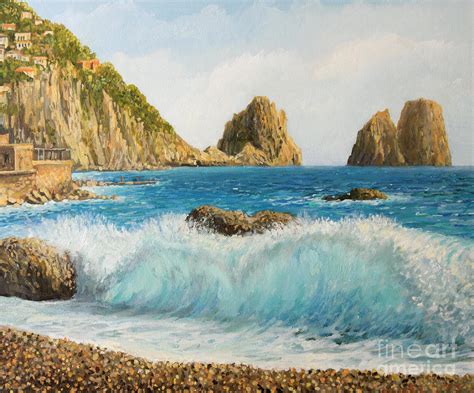 Faraglioni On Island Capri Painting By Kiril Stanchev Fine Art America