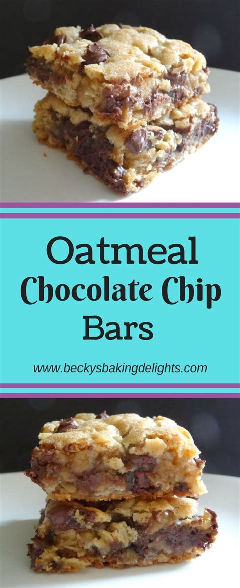 Made with simple ingredients, this oatmeal bar recipe will become a everyone needs a delicious bar recipe for days when you simply don't have the time to make individual cookies. Oatmeal Chocolate Chip Bars | Recipe | Chocolate chip ...