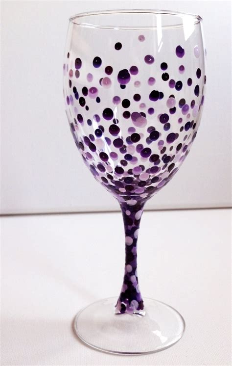 Hand Painted Purple Polka Dot Set Wine Glasses Set By Pritzdesigns