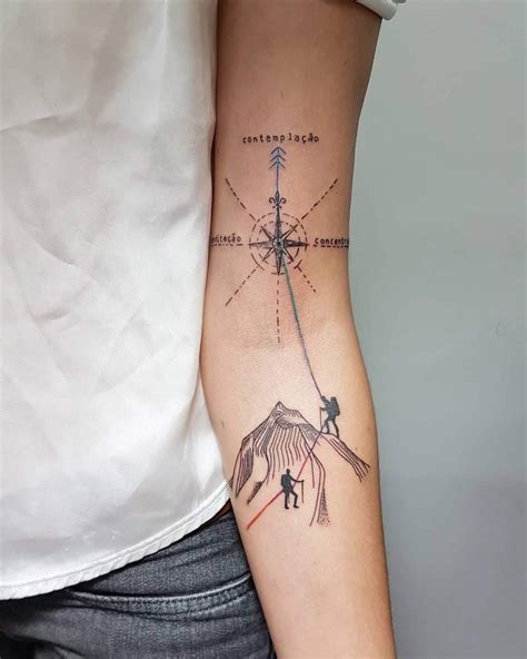 A Climbers Compass By Aline Wata Geometric Tattoo Compass Tattoo
