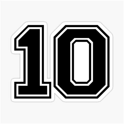 Varsity Team Sports Uniform Number 10 Black Sticker For Sale By