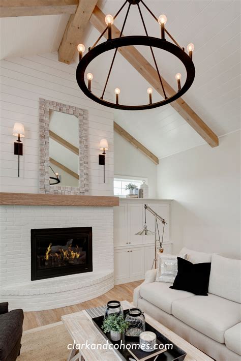 The Creek Pointe Farmhouse Vaulted Ceiling Living Room Cathedral