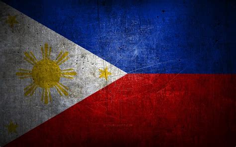 Download Wallpapers Philippines Metal Flag Grunge Art Asian Countries