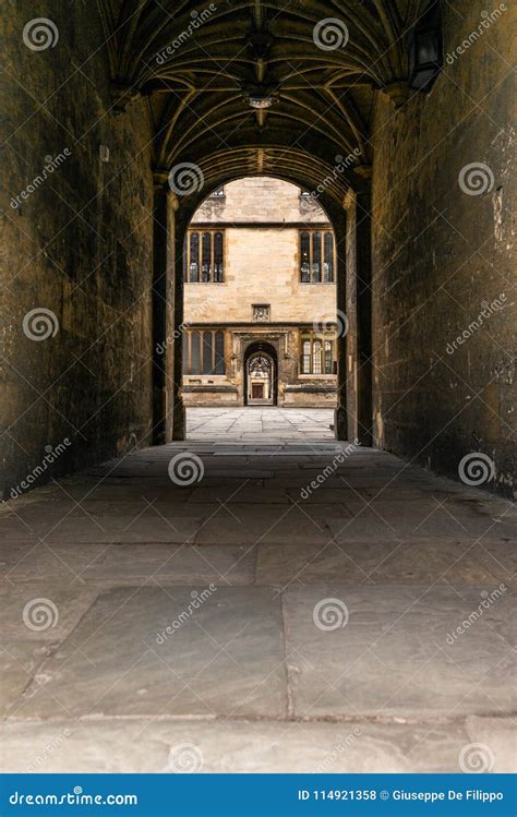 The Long Corridor Of The Christ Church College In Oxford Stock Photo