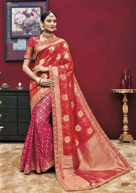 Red Kanchipuram Silk Saree With Hand Work Border Saree Silk Sarees Bridal Lehenga Designs