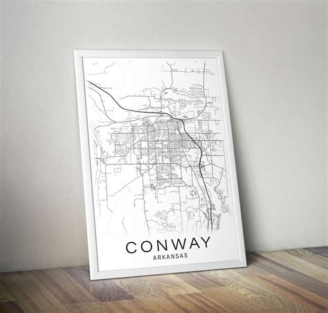Printable Map Of Conway Ar Map Print Arkansas Usa City Map Etsy
