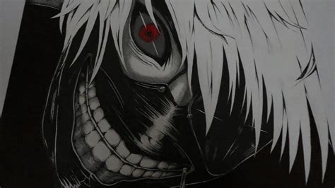 Anime Tokyo Ghoul Kaneki Ken Red Eyes White Hair Fan Art Drawing Wallpapers Hd Desktop