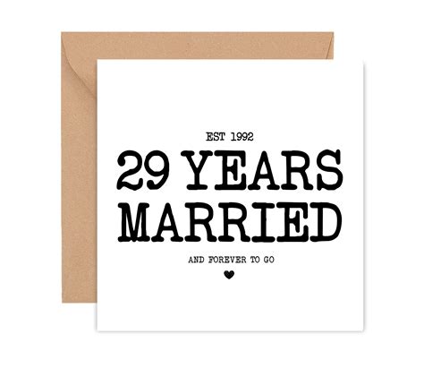 29th Anniversary Card For Husband 29 Year Anniversary Card Etsy