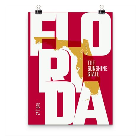 Florida State Typography Poster Travel Bible Shop