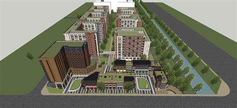 北京金地未来 公寓和商业整体模型su模型下载 光辉城市