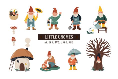 11 Little Gnomes Set Graphic By Helenreveur · Creative Fabrica