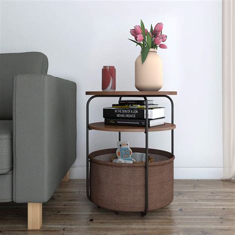 Lifewit 3 Tier Round Side End Table With Storage Basket Nightstand