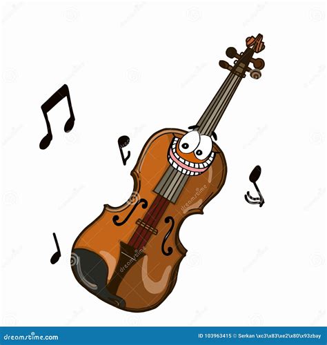 Violin Cute Cartoon And White Background Stock Illustration