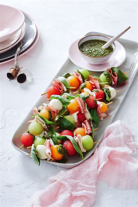 Melon Skewers Recipe Mindfood Starters Recipes Dinner Party